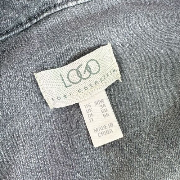 LOGO by Lori Goldstein Jacket Womens 30W Black Long-Sleeve Collar Denim Y2K - Picture 3 of 8